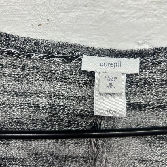 Pure Jill XL‎ Petite Gray Linen Blend Short Sleeve Knit Sweater Top Minimalist - Picture 3 of 5